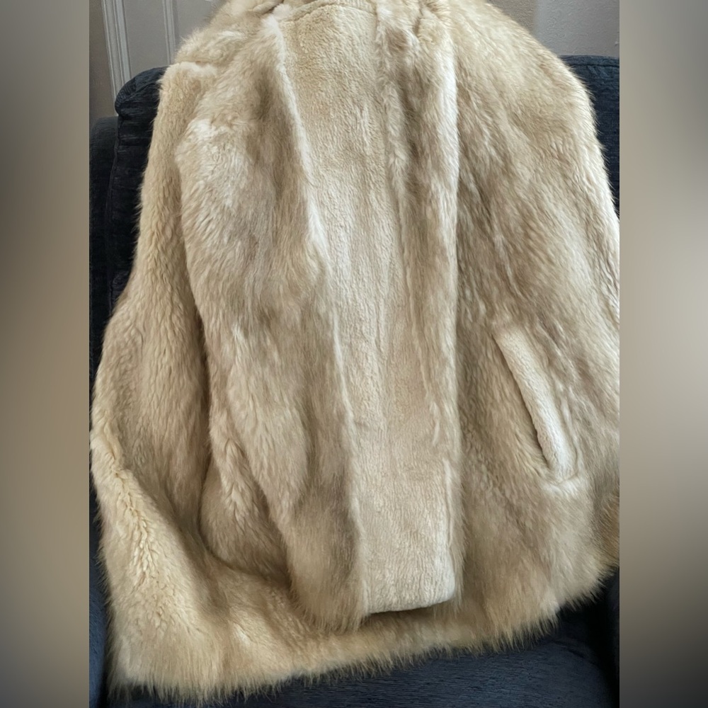 DE AME CHI Vintage Men’s Big & Tall Cream and Brown Fox Fur Jacket - 4XL - Picture 5 of 13